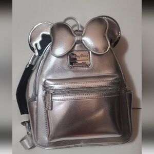 2023 Disney Parks Loungefly 100 Years Minnie Mouse Silver Drip Backpack Bag NEW